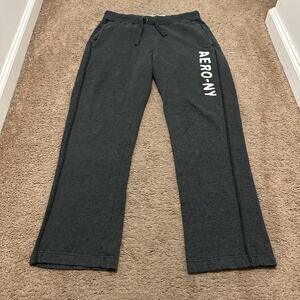 Aeropostale Sweatpants Mens Small Gray Aero NY Logo Y2K 2000s Joggers Loose